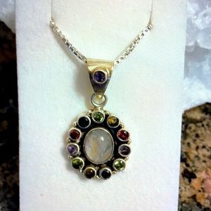 Sterling Silver Genuine Multi Stone Pendant NWT